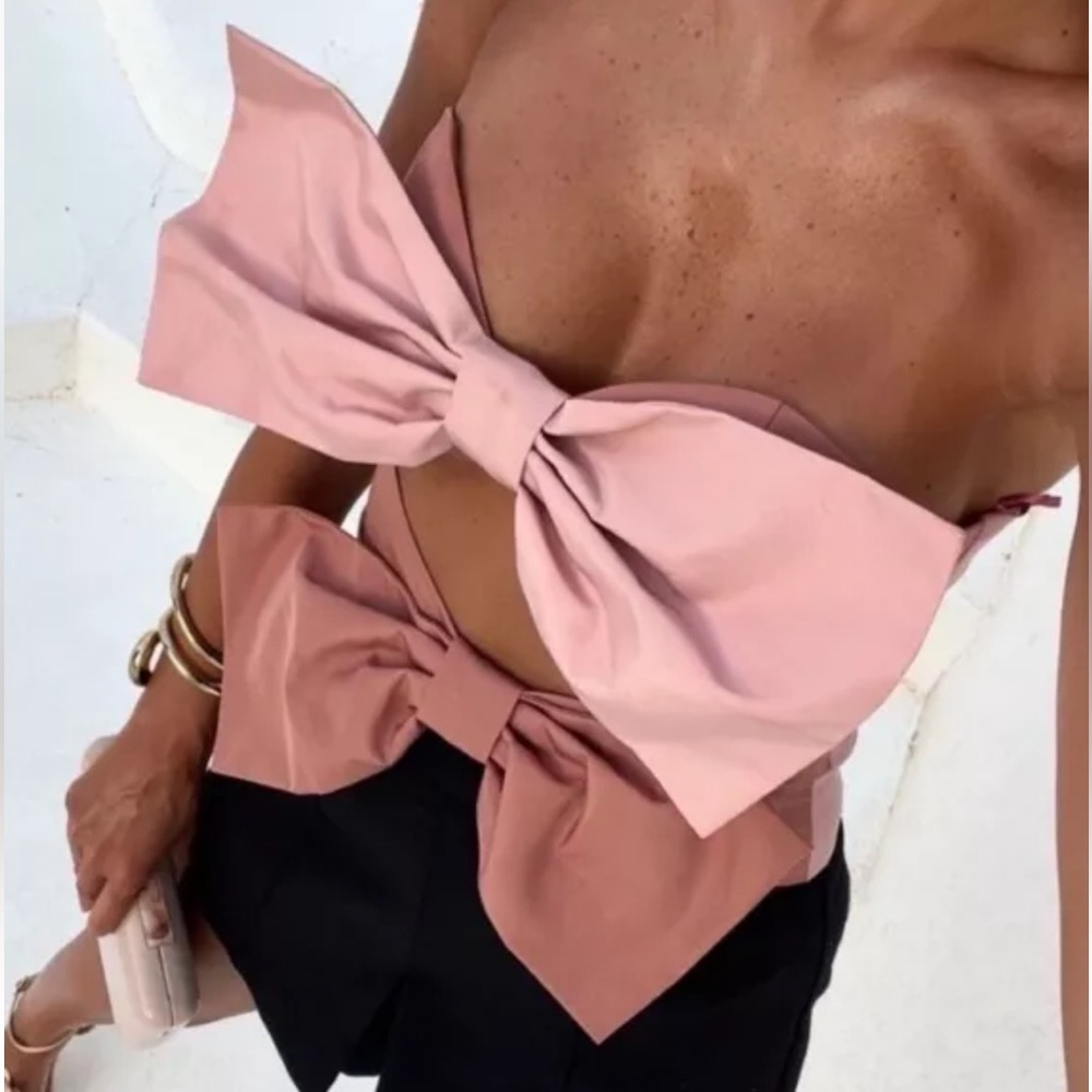 Zara Pink Bow Crop Top